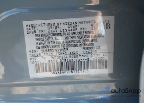 2024 Nissan Sentra Sv Xtronic Cvt from USA, damaged, VIN 3N1AB8CV7RY319325